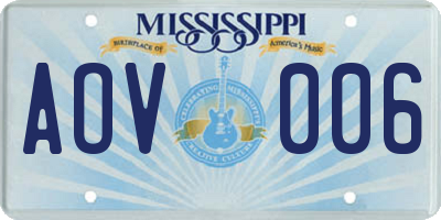 MS license plate AOV006