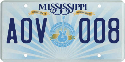 MS license plate AOV008