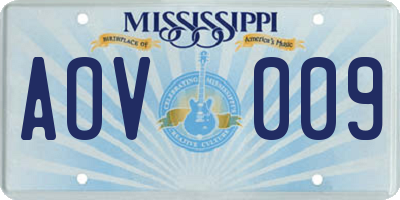 MS license plate AOV009