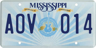 MS license plate AOV014
