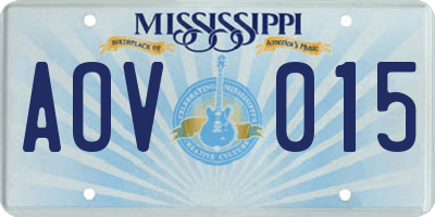 MS license plate AOV015