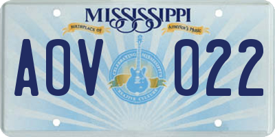MS license plate AOV022