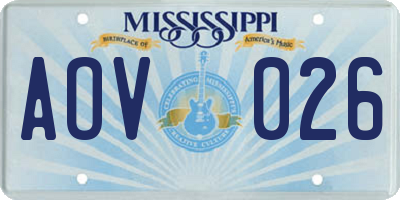 MS license plate AOV026