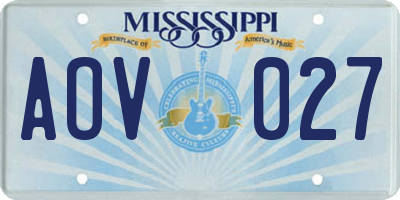 MS license plate AOV027