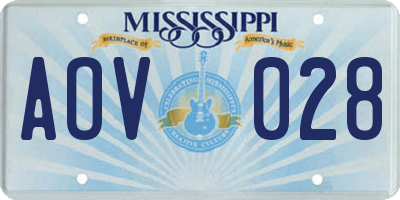 MS license plate AOV028