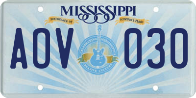 MS license plate AOV030