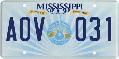 MS license plate AOV031