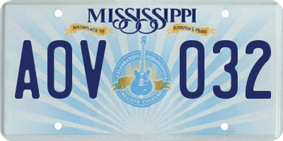 MS license plate AOV032