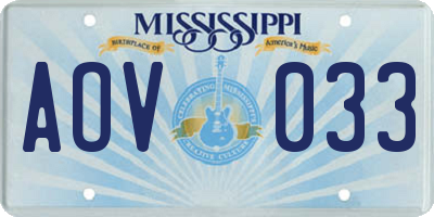 MS license plate AOV033