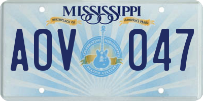 MS license plate AOV047