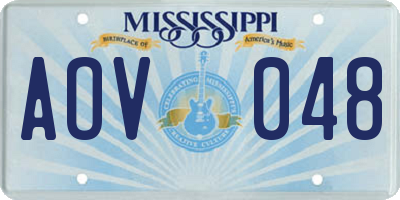 MS license plate AOV048