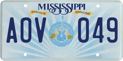 MS license plate AOV049