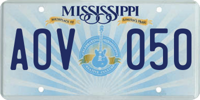 MS license plate AOV050