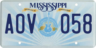 MS license plate AOV058