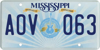 MS license plate AOV063