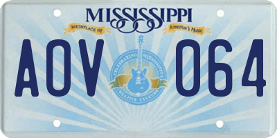 MS license plate AOV064