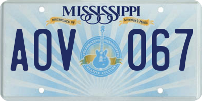 MS license plate AOV067