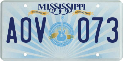 MS license plate AOV073