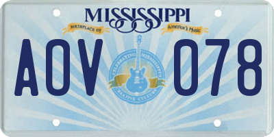 MS license plate AOV078