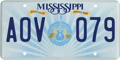 MS license plate AOV079
