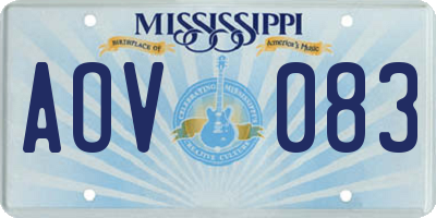 MS license plate AOV083