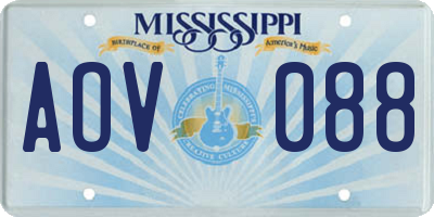 MS license plate AOV088
