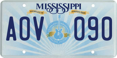 MS license plate AOV090