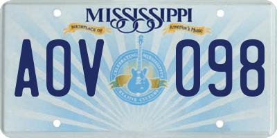 MS license plate AOV098
