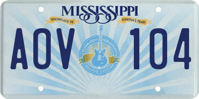 MS license plate AOV104
