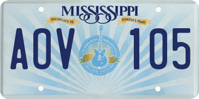 MS license plate AOV105