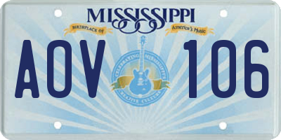 MS license plate AOV106