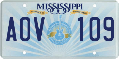MS license plate AOV109
