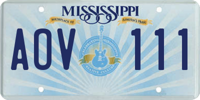 MS license plate AOV111