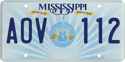 MS license plate AOV112