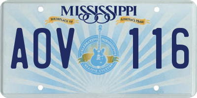 MS license plate AOV116