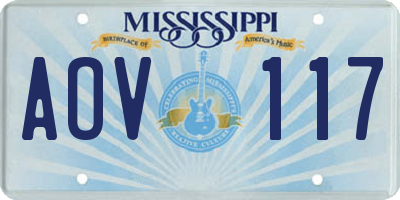 MS license plate AOV117