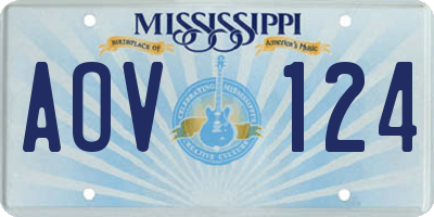 MS license plate AOV124