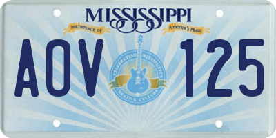 MS license plate AOV125