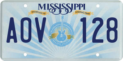 MS license plate AOV128