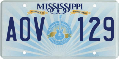 MS license plate AOV129