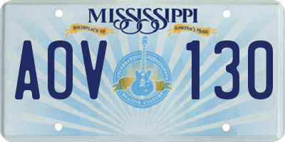MS license plate AOV130