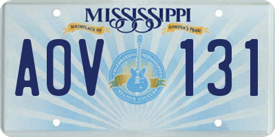 MS license plate AOV131