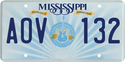 MS license plate AOV132