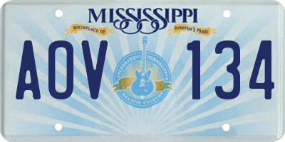 MS license plate AOV134