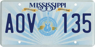 MS license plate AOV135