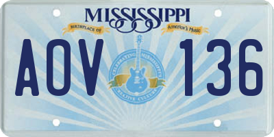 MS license plate AOV136