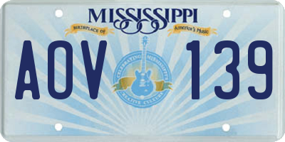 MS license plate AOV139
