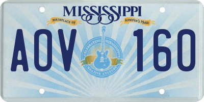 MS license plate AOV160