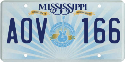 MS license plate AOV166