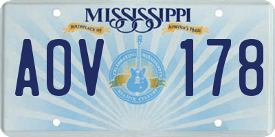 MS license plate AOV178